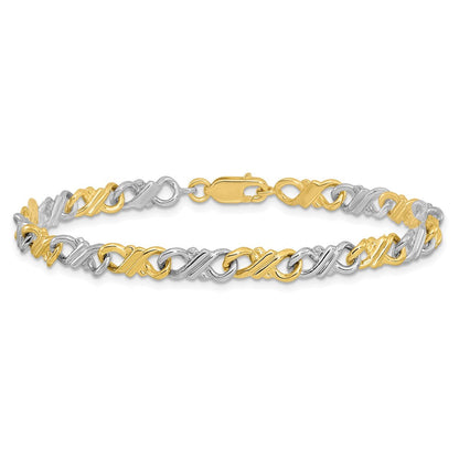 10K Bicolor Massiv Poliert Fantasie Gliederarmband