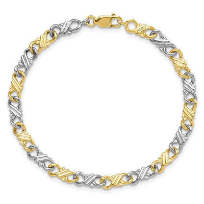 10K Bicolor Massiv Poliert Fantasie Gliederarmband