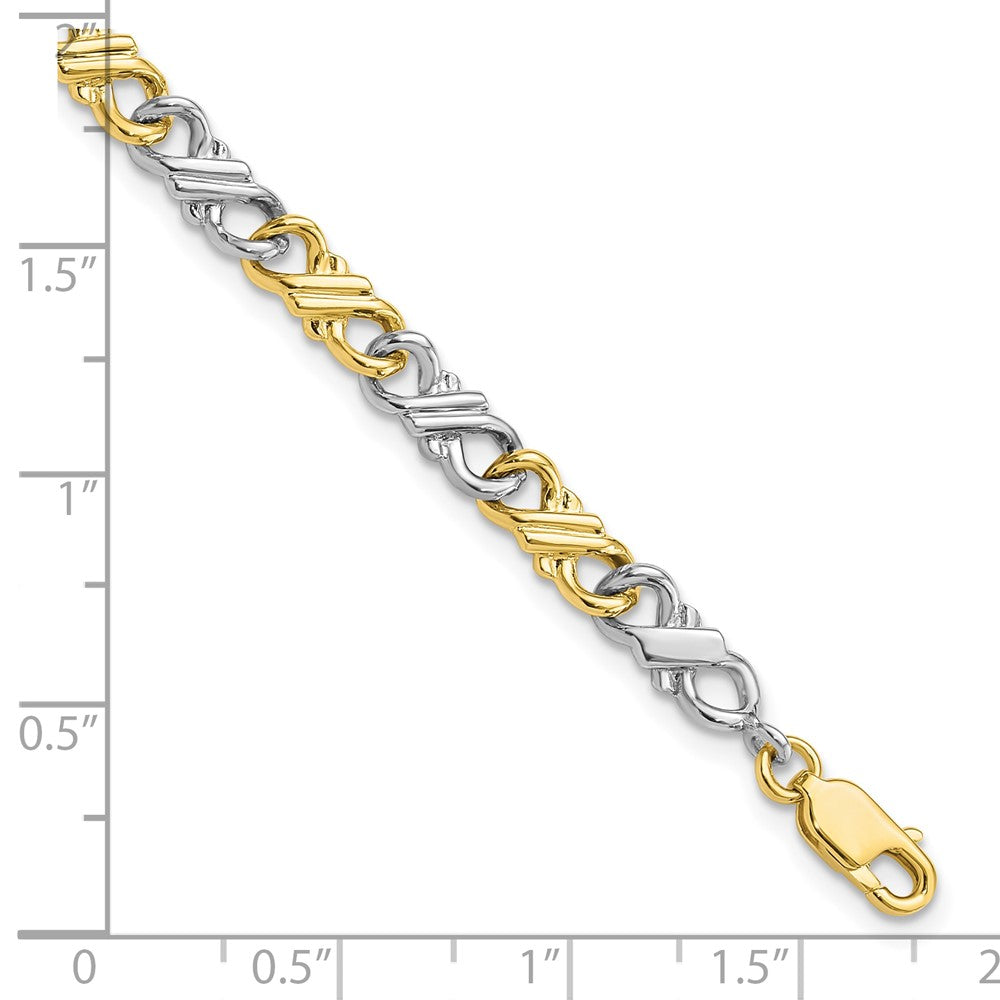 10K Bicolor Massiv Poliert Fantasie Gliederarmband