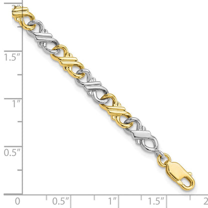 10K Bicolor Massiv Poliert Fantasie Gliederarmband