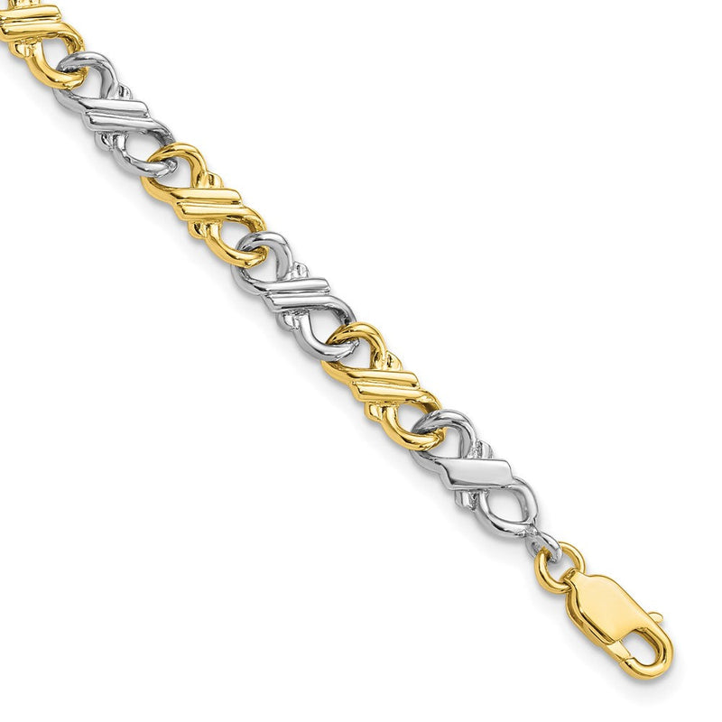 10K Bicolor Massiv Poliert Fantasie Gliederarmband