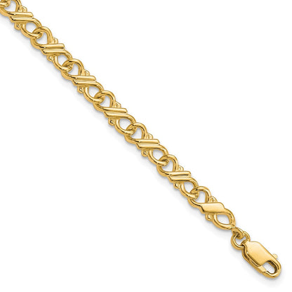 10K Gelbgold Massiv Poliert Fantasie Gliederarmband