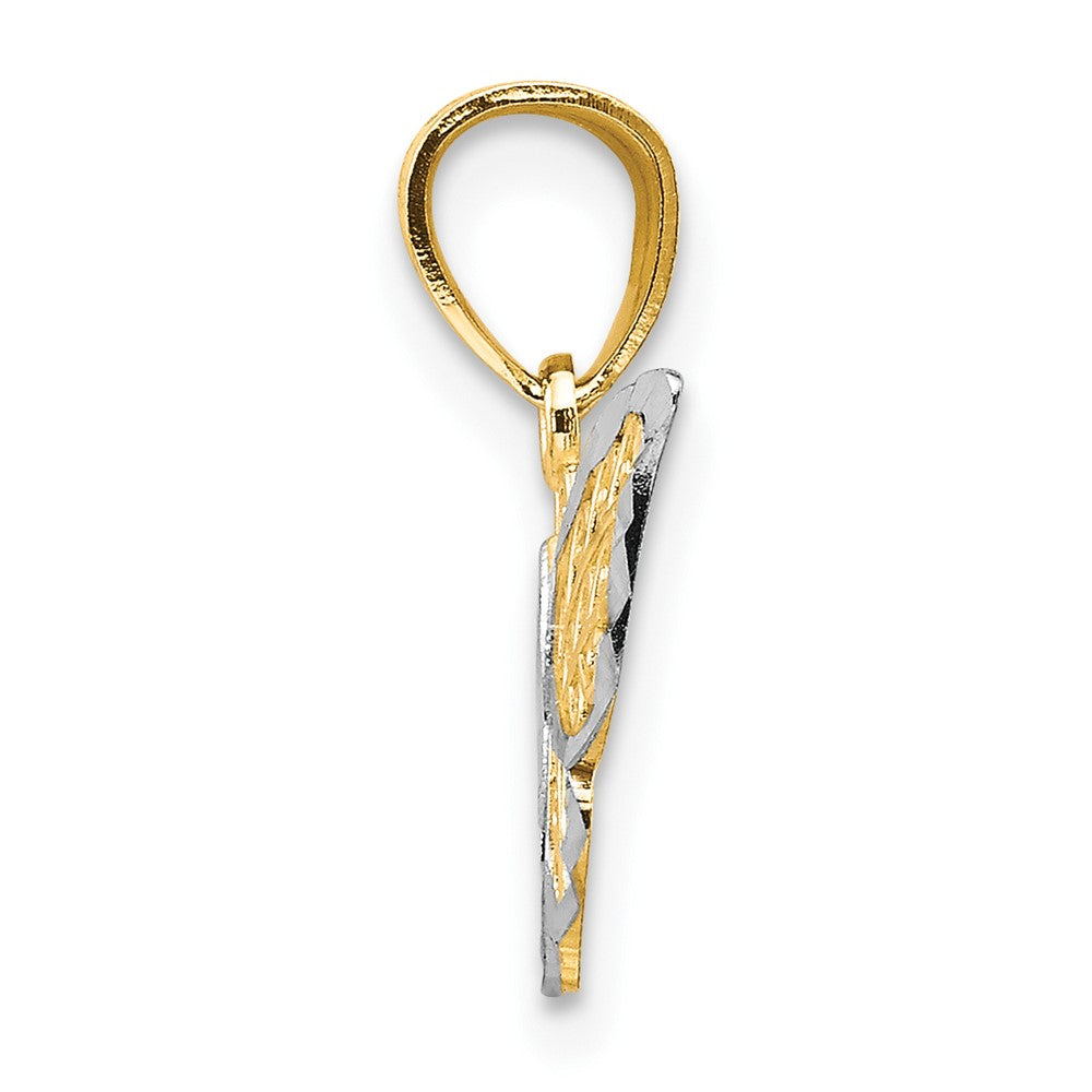 10K Gelb mit Rhodium Schmetterling Charm