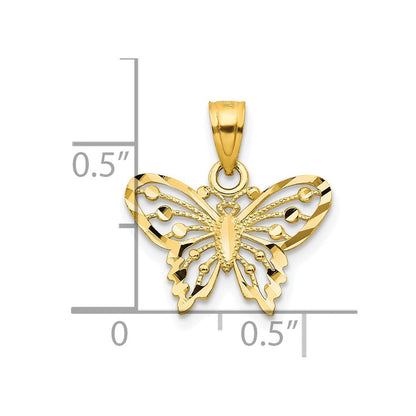 10K Gelbgold Diamantiert Schmetterling Charm