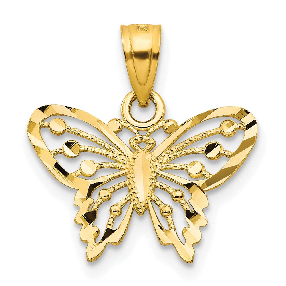 10K Gelbgold Diamantiert Schmetterling Charm