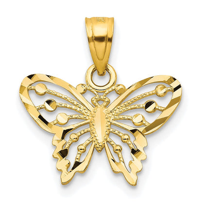 10K Gelbgold Diamantiert Schmetterling Charm
