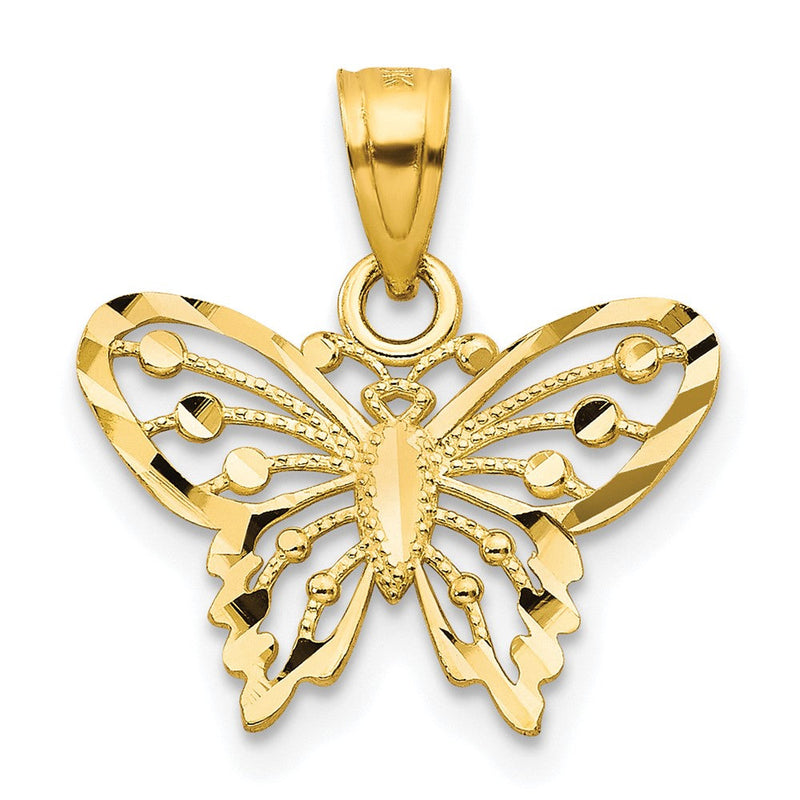 10K Gelbgold Diamantiert Schmetterling Charm