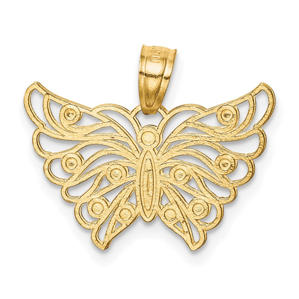 10K Gelb mit Rhodium mit Rhodium Schmetterling Anhänger