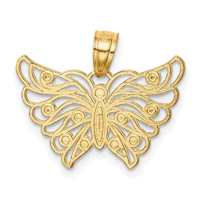 10K Gelb mit Rhodium mit Rhodium Schmetterling Anhänger