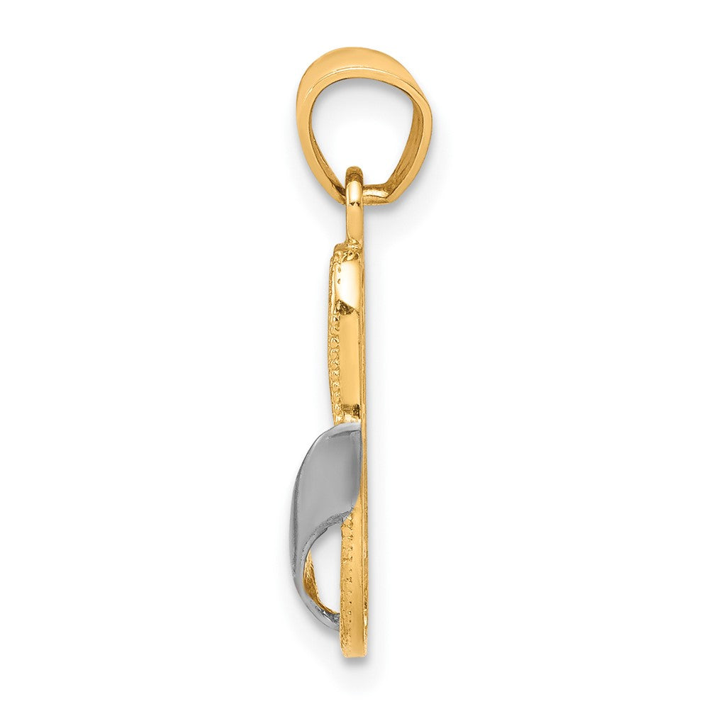 10K Gelb mit Rhodium & Rhodium Flip Flop Charm