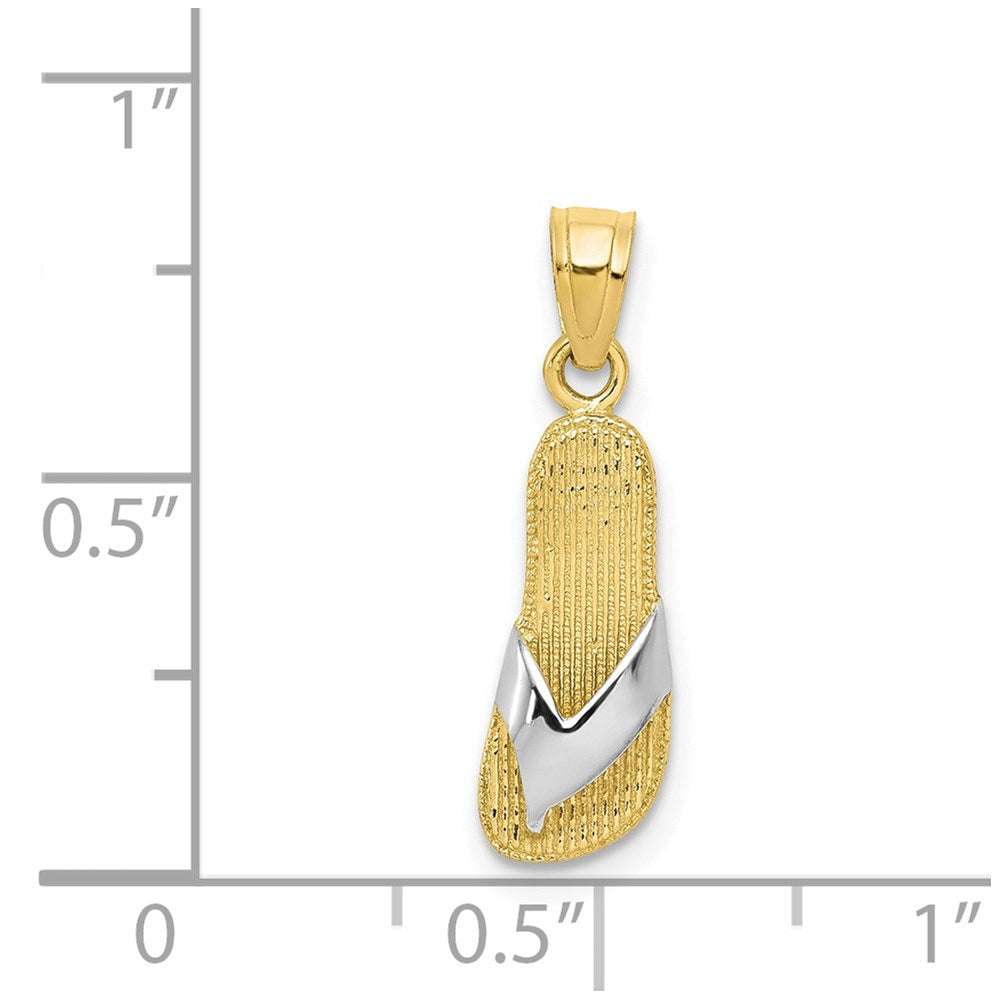 10K Gelb mit Rhodium & Rhodium Flip Flop Charm