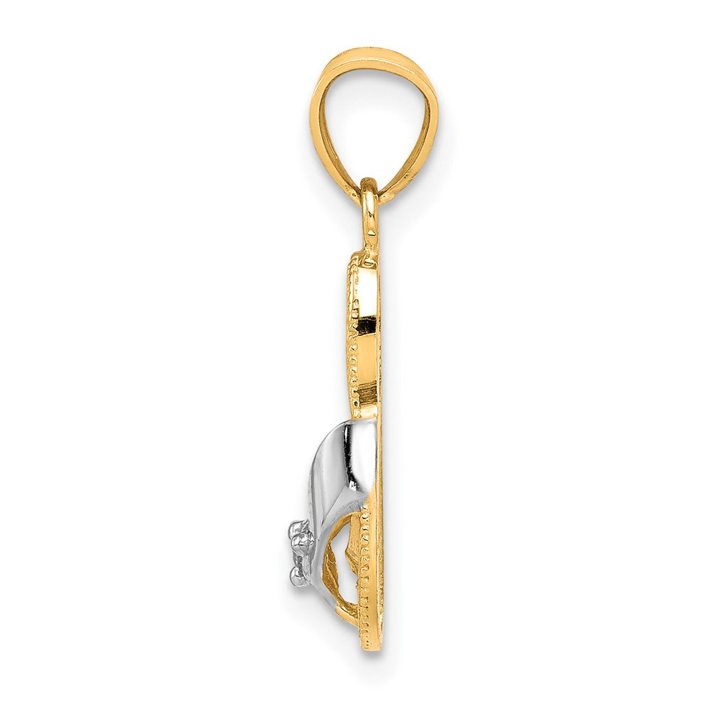 10K Gelb mit Rhodium 10K & Rhodium Zirkonia Flip Flop Charm