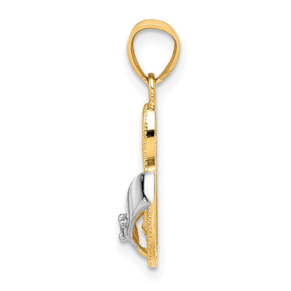 10K Gelb mit Rhodium 10K & Rhodium Zirkonia Flip Flop Charm