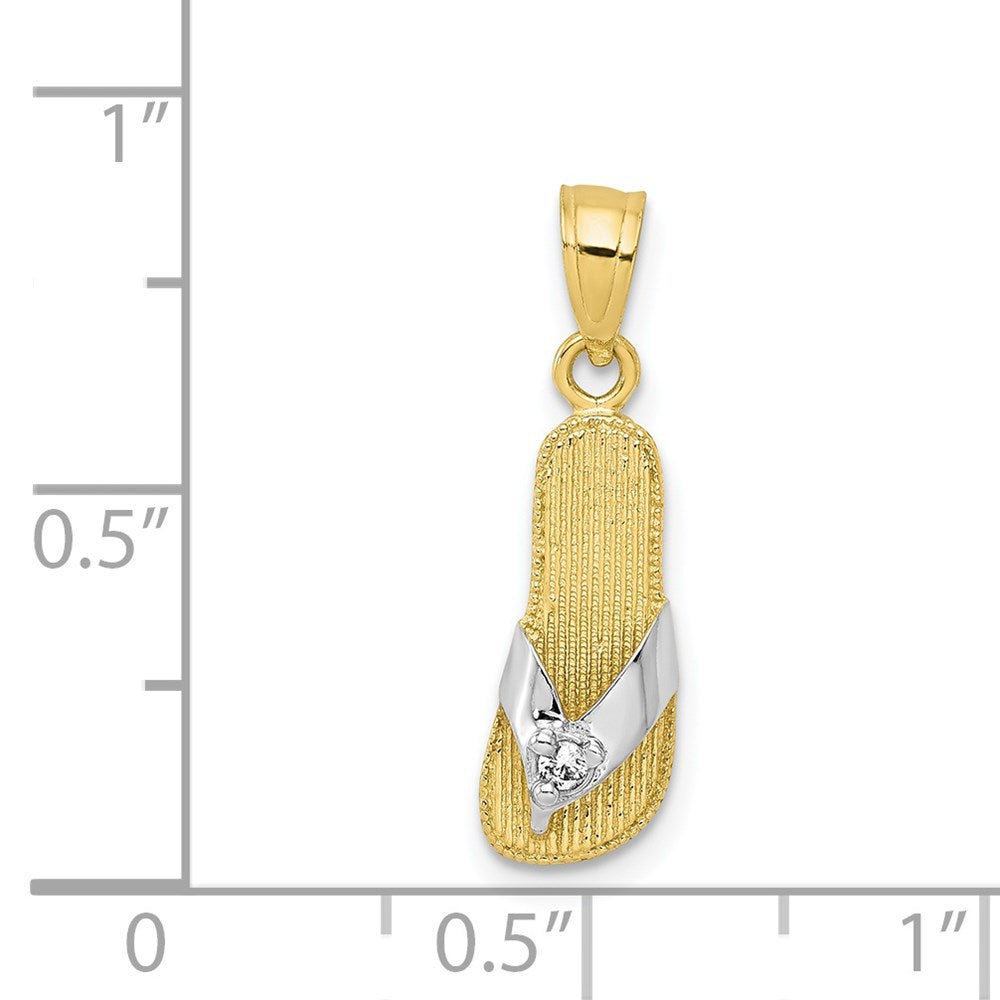 10K Gelb mit Rhodium 10K & Rhodium Zirkonia Flip Flop Charm
