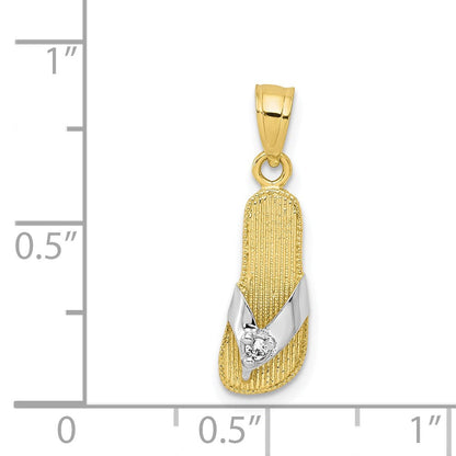 10K Gelb mit Rhodium 10K & Rhodium Zirkonia Flip Flop Charm