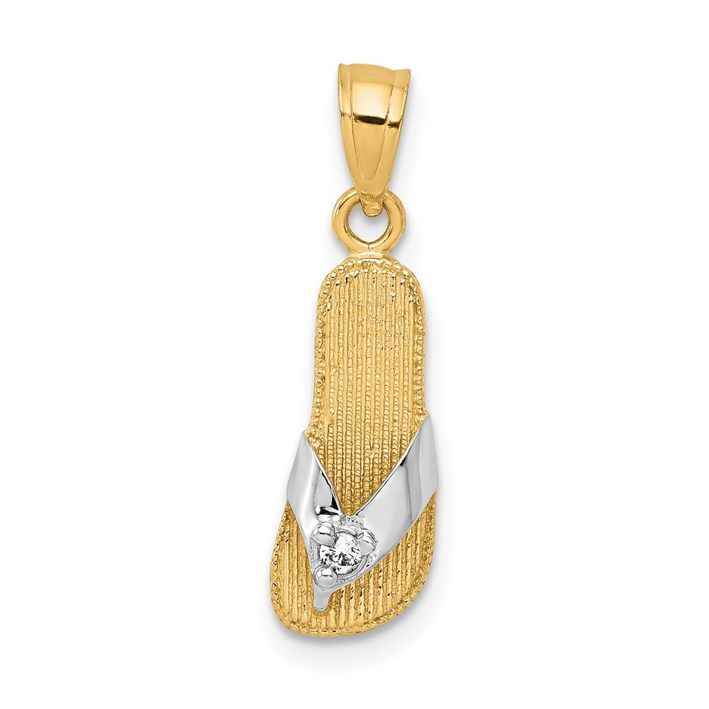 10K Gelb mit Rhodium 10K & Rhodium Zirkonia Flip Flop Charm