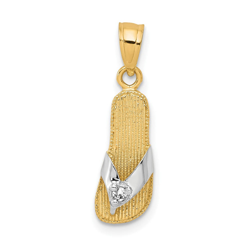 10K Gelb mit Rhodium 10K & Rhodium Zirkonia Flip Flop Charm