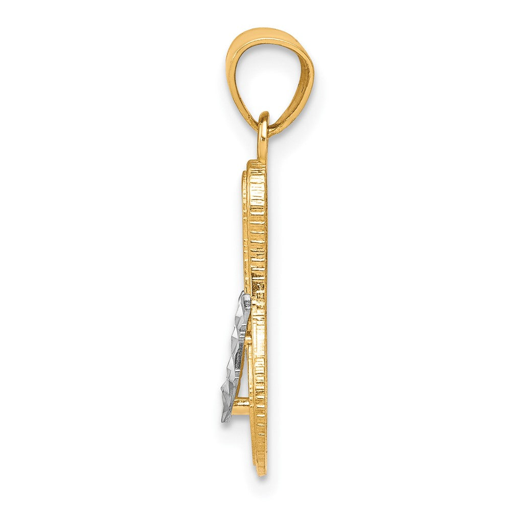 10K Gelb mit Rhodium Flip Flop Charm