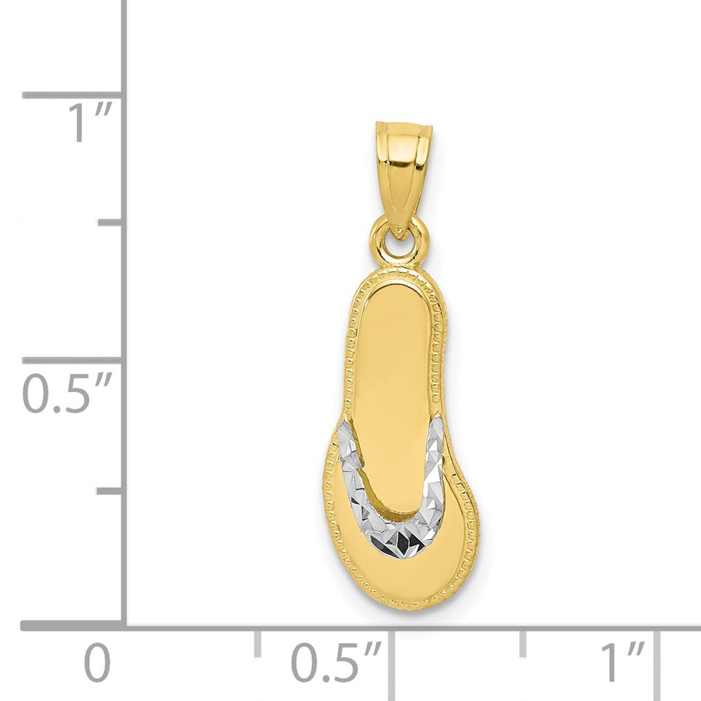 10K Gelb mit Rhodium Flip Flop Charm
