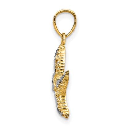 10K Gelb mit Rhodium Seestern Charm