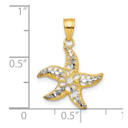 10K Gelb mit Rhodium Seestern Charm