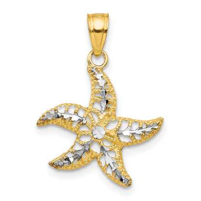 10K Gelb mit Rhodium Seestern Charm