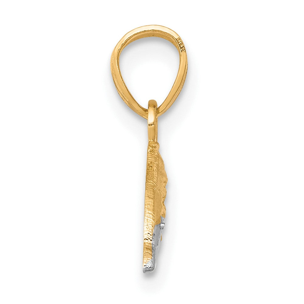 10K Gelb mit Rhodium Delfin Charm