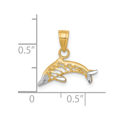 10K Gelb mit Rhodium Delfin Charm