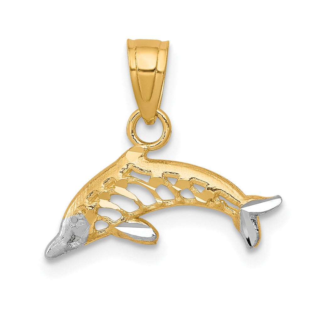 10K Gelb mit Rhodium Delfin Charm