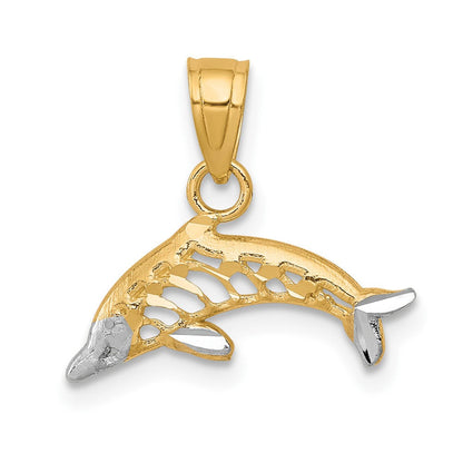 10K Gelb mit Rhodium Delfin Charm