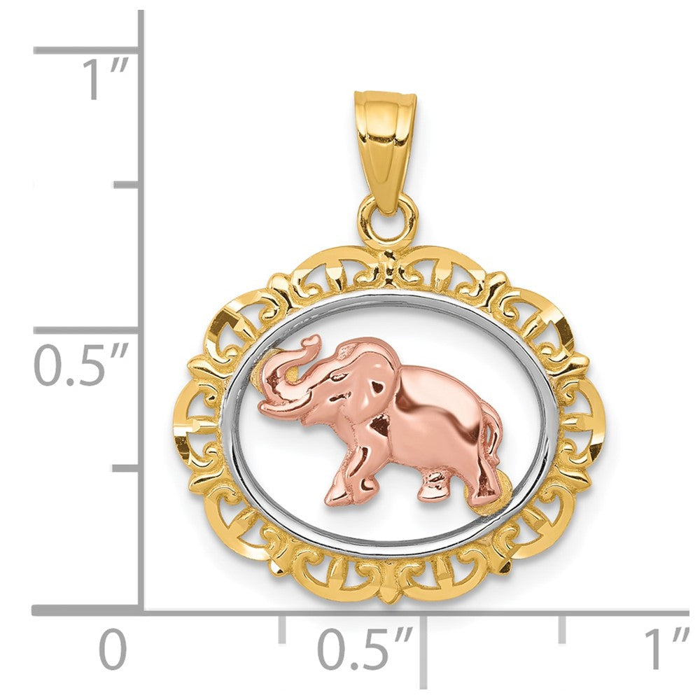 10K Bicolor mit Weiß Rhodium Elefant Charm