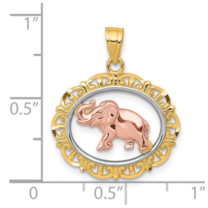 10K Bicolor mit Weiß Rhodium Elefant Charm