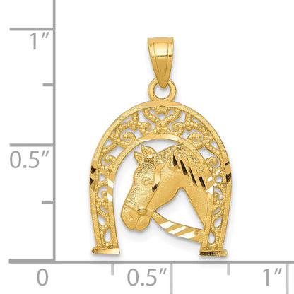 10K Gelbgold Hufeisen mit Pferd Charm