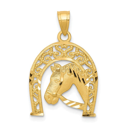 10K Gelbgold Hufeisen mit Pferd Charm