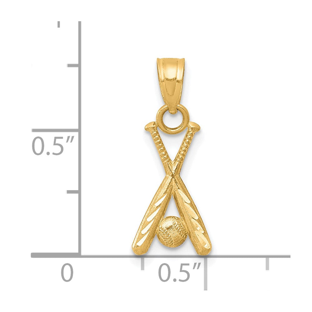 10K Gelbgold Baseball mit Bats Charm