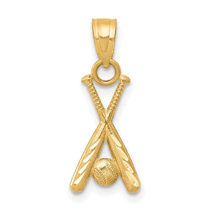 10K Gelbgold Baseball mit Bats Charm