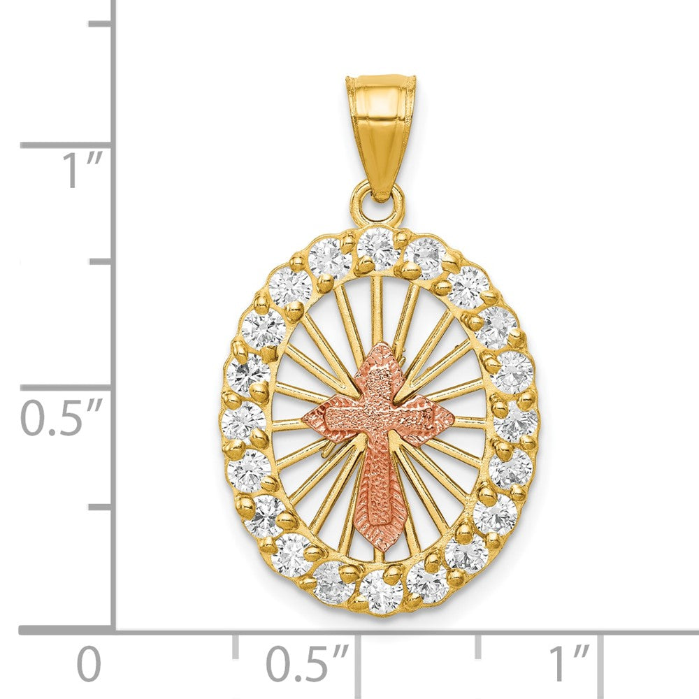 10K Bicolor 10K Bicolor Zirkonia Kreuz Anhänger