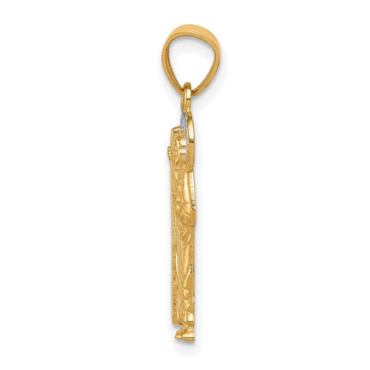 10K Gelb mit Rhodium Saint Jude Charm