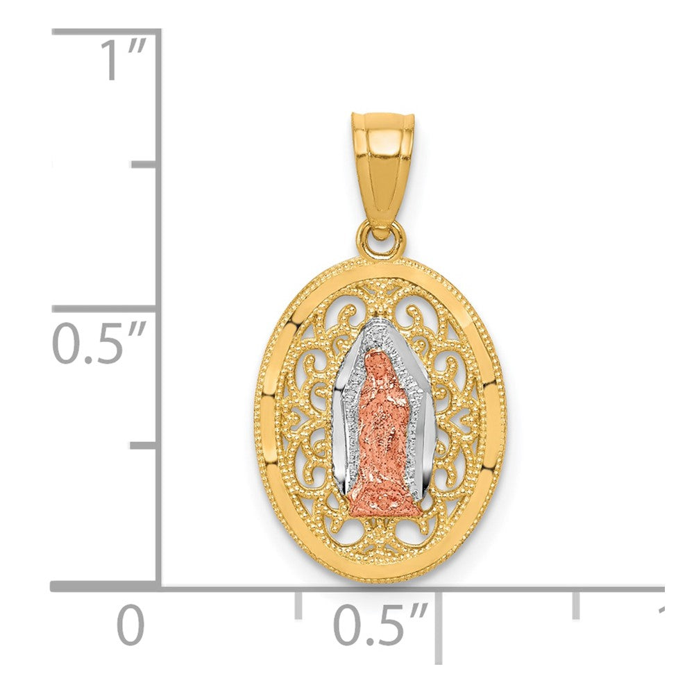 10K Bicolor mit Weiß Rhodium Our Damen Of Guadalupe Anhänger