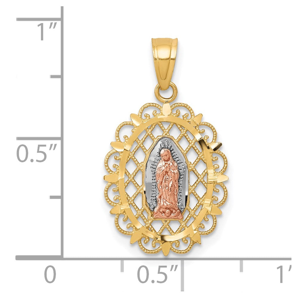 10K Bicolor mit Weiß Rhodium Our Damen Of Guadalupe Anhänger