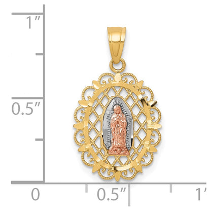 10K Bicolor mit Weiß Rhodium Our Damen Of Guadalupe Anhänger