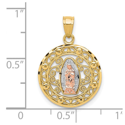 10K Bicolor mit Weiß Rhodium Our Damen Of Guadalupe Anhänger