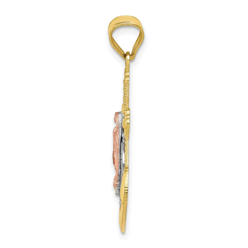 10K Bicolor Gold mit Rhodium Anker-Muttergottes-Anhänger