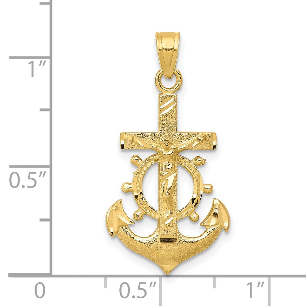 10K Gelbgold Marine Kruzifix Anhänger
