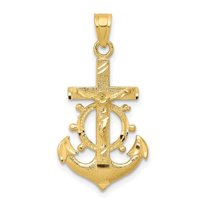 10K Gelbgold Marine Kruzifix Anhänger