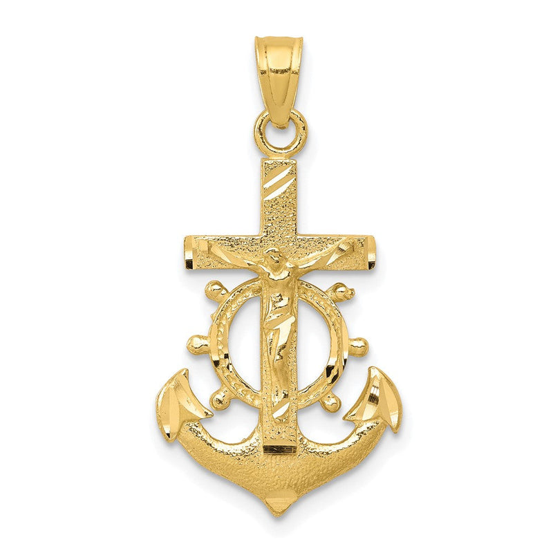 10K Gelbgold Marine Kruzifix Anhänger