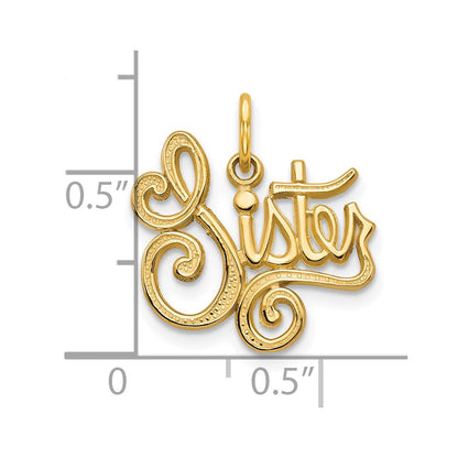 10K Gelbgold Schwester Charm