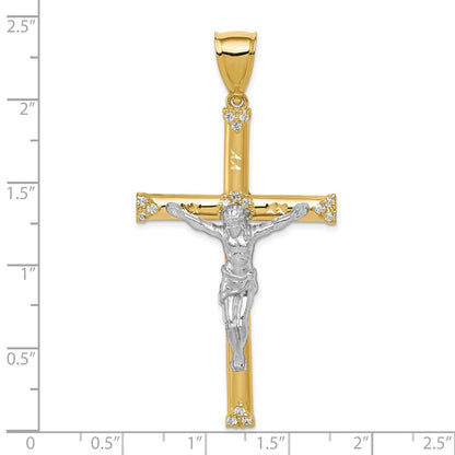 10K Gelb mit Rhodium 10K mit Rhodium Zirkonia Kruzifix Anhänger