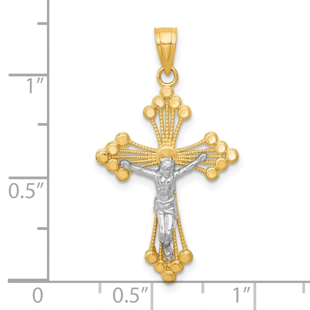 10K Gelb mit Rhodium & Rhodium Kruzifix Anhänger