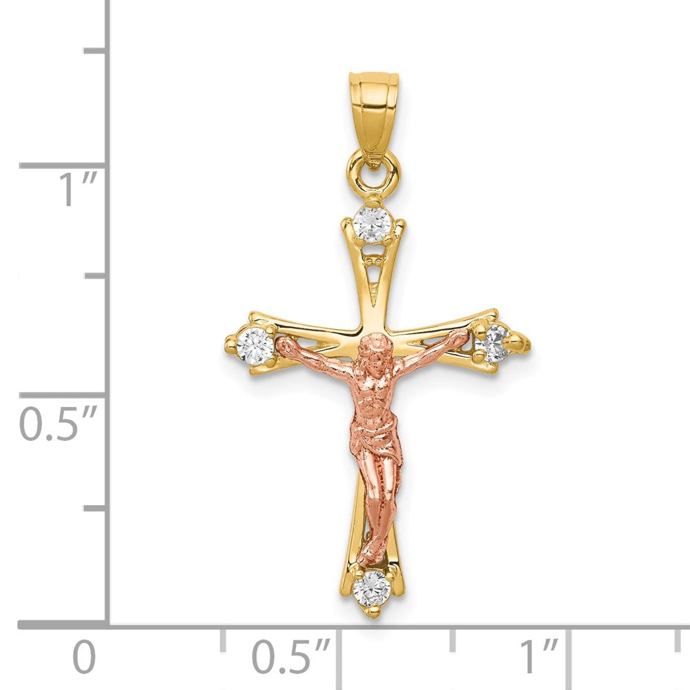10K Bicolor 10K Bicolor Zirkonia Kruzifix Anhänger